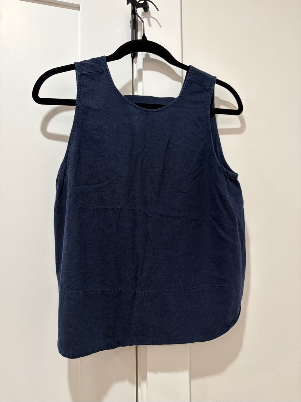 LOFT Navy Linen-Blend Sleeveless Tank Top